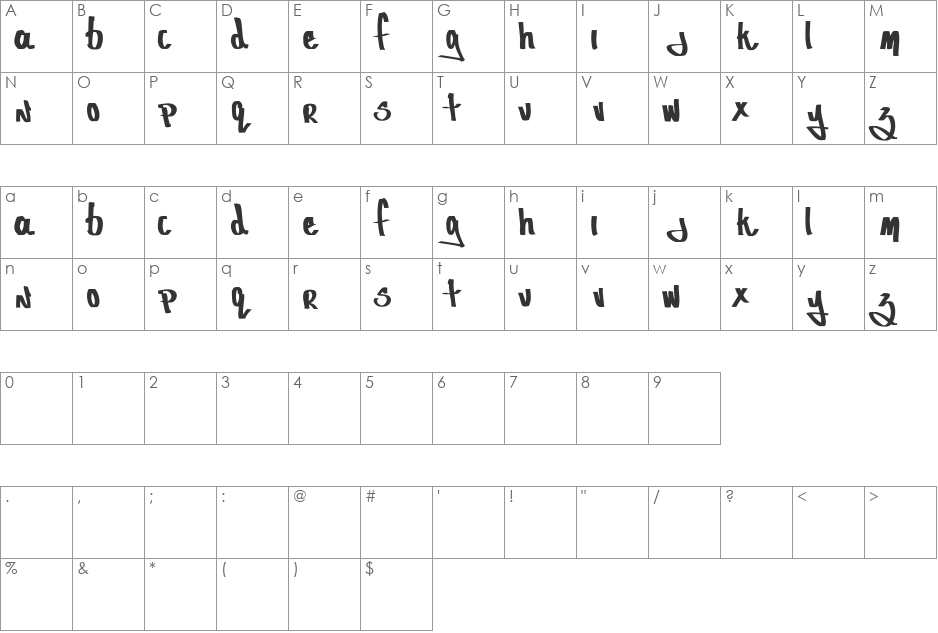 Viande Fum font character map preview