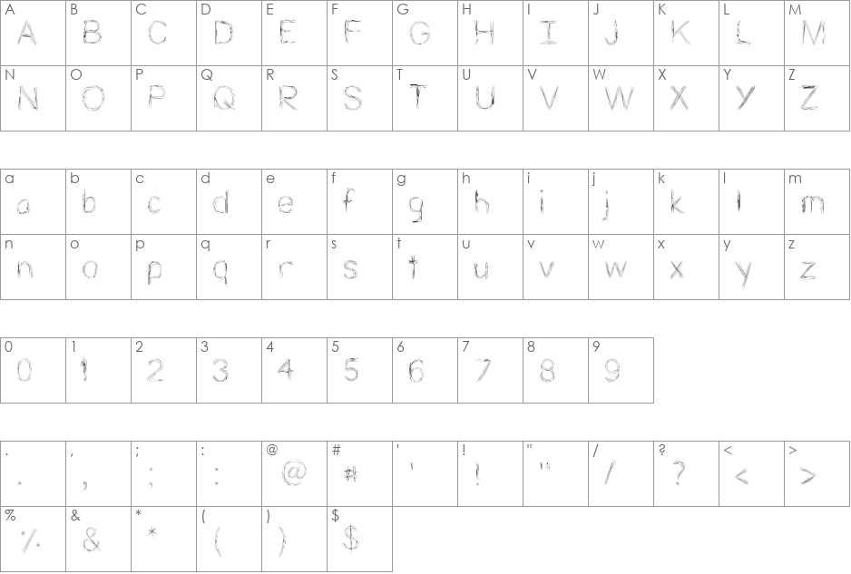 ViaStik font character map preview