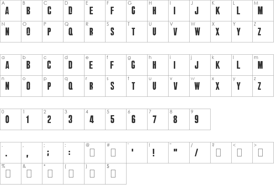 Big Brother font character map preview