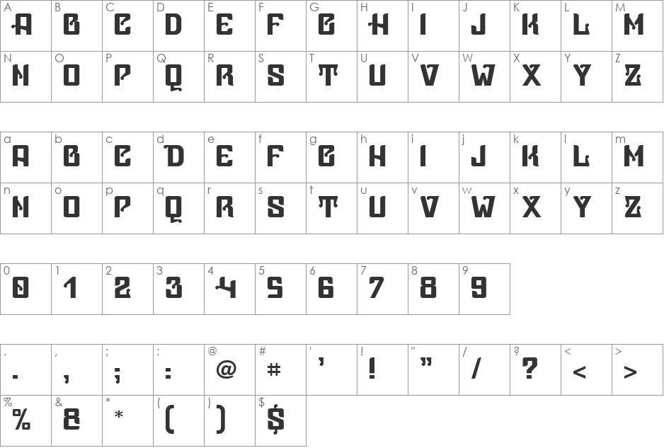 Vice Presidente font character map preview