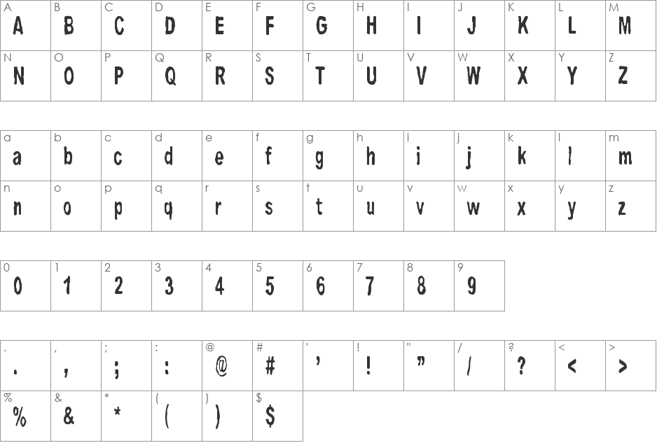 Big Bubu font character map preview