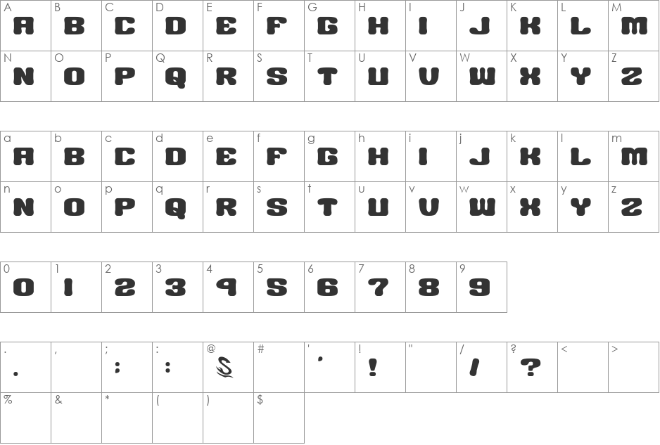 BIG BURGER__G font character map preview