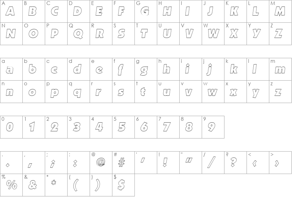 VictorBeckerOutline-Heavy font character map preview