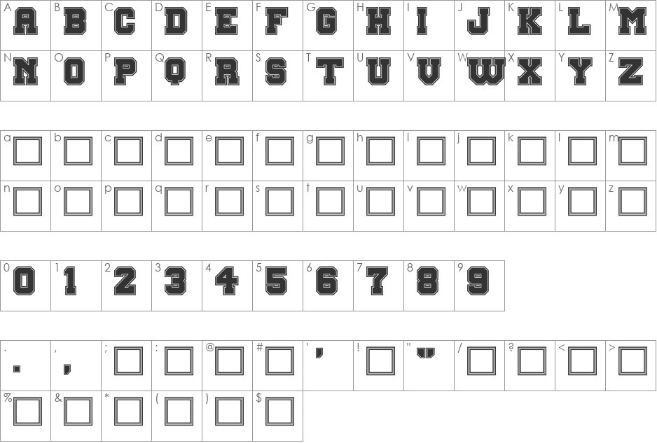 Big Campus Bold font character map preview