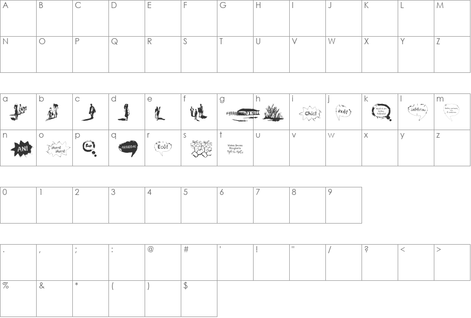 Vidas Secas Dingbats font character map preview