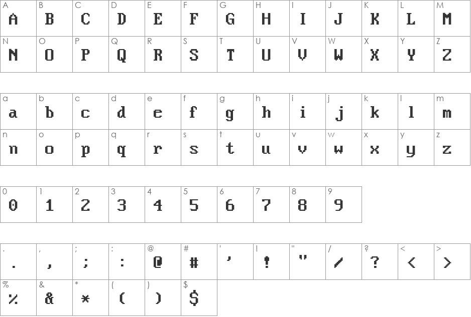 Video Terminal Screen font character map preview