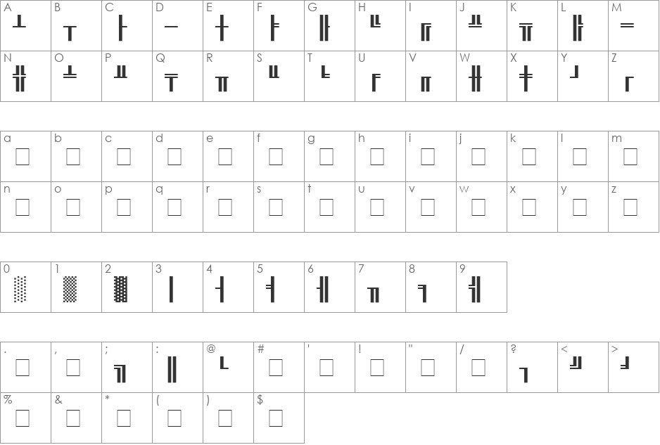 Video Terminal Screen font character map preview