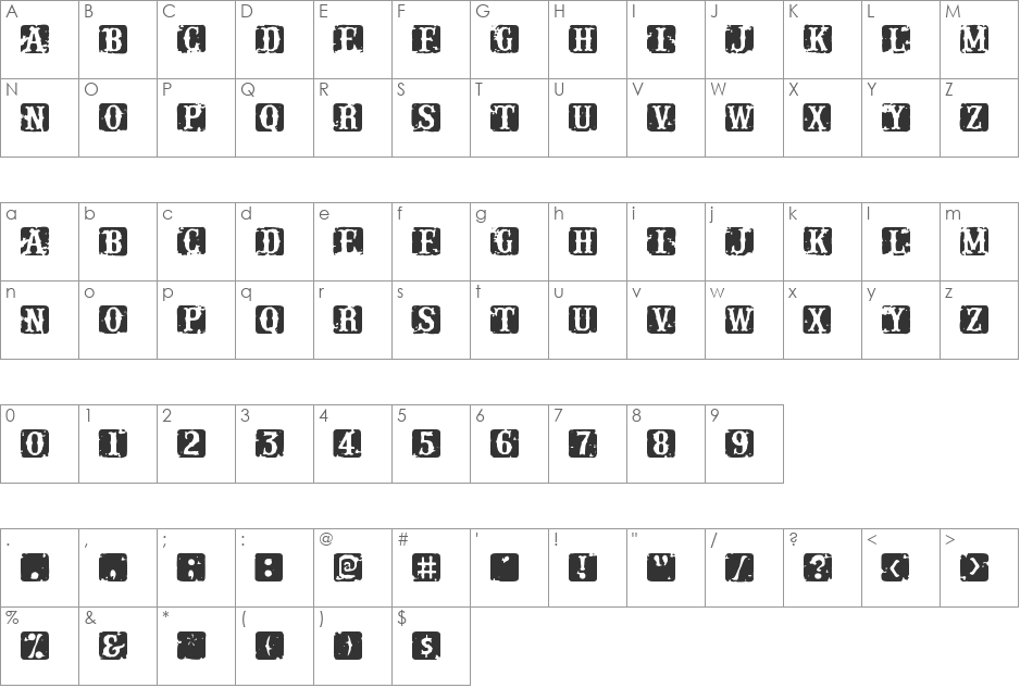 Viejo Oeste font character map preview