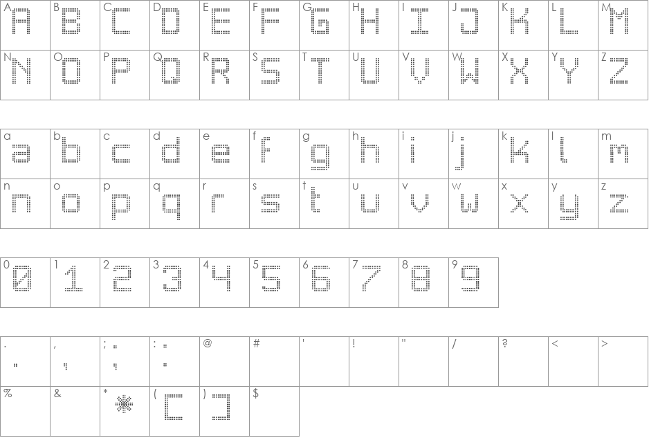 Big Daddy LED TFB font character map preview