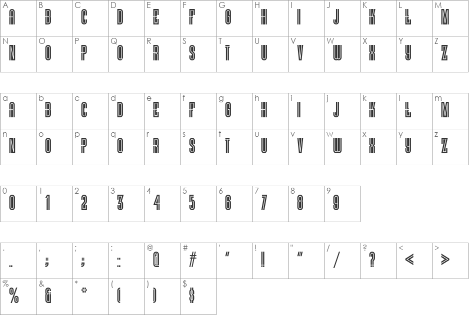 Vielle Varsovie NF font character map preview
