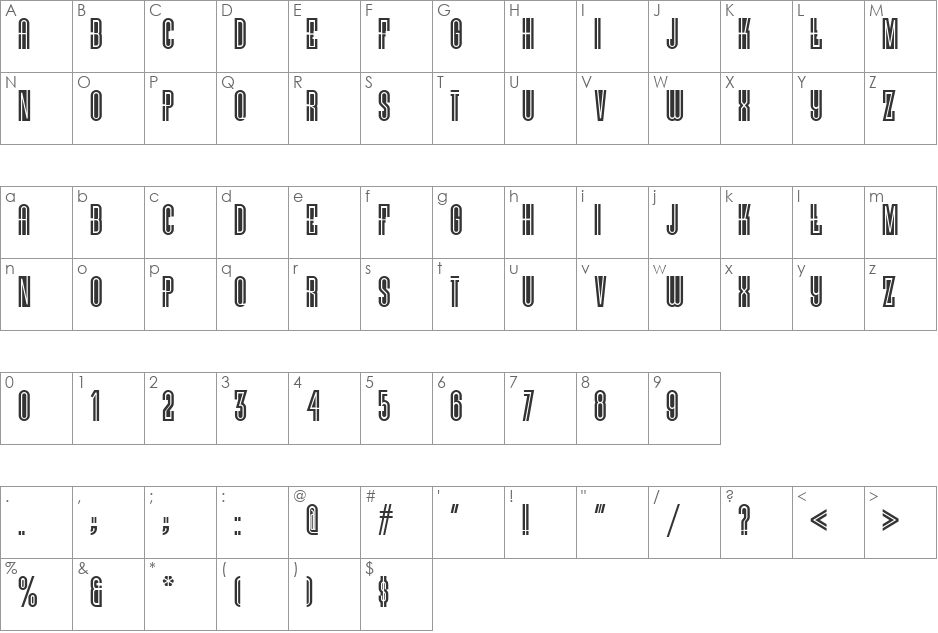 Vielle Varsovie NF font character map preview