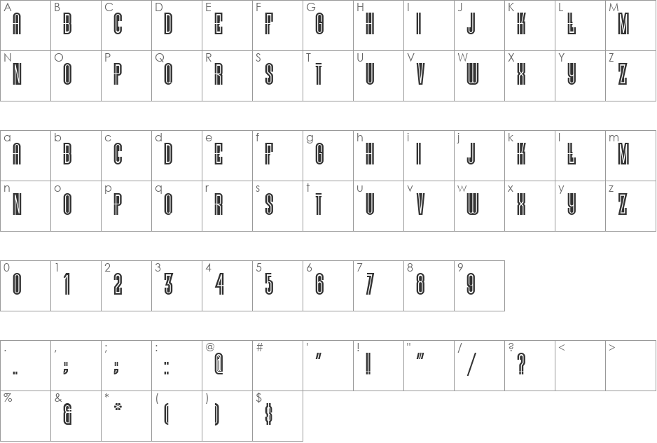 VielleVarsovieNF font character map preview