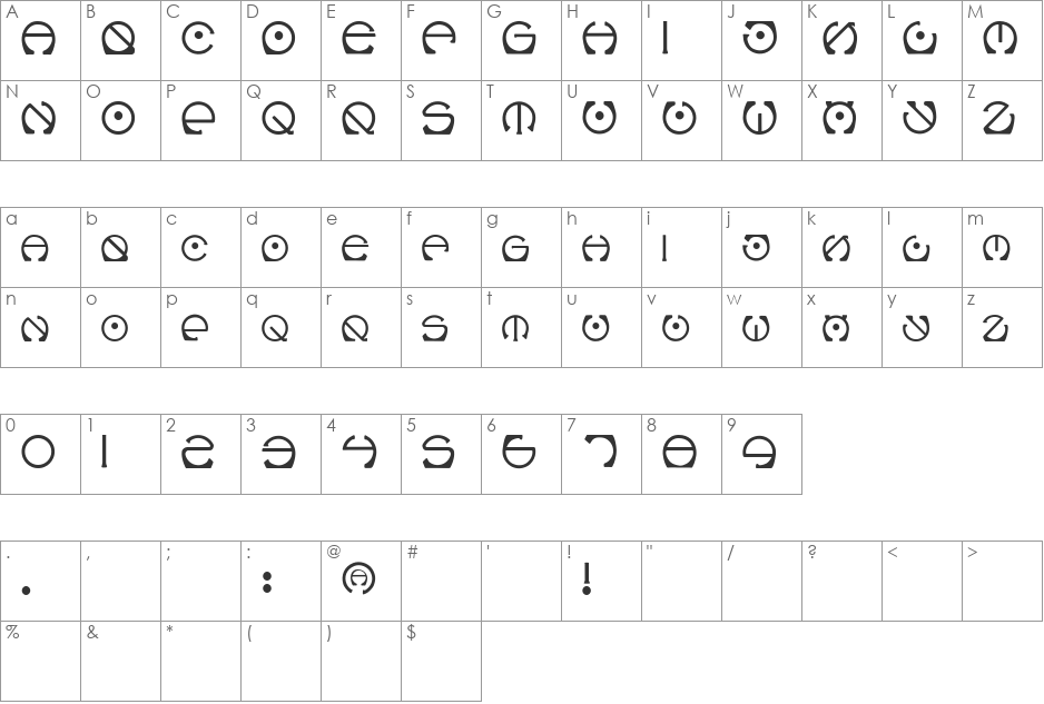 Vienna font character map preview