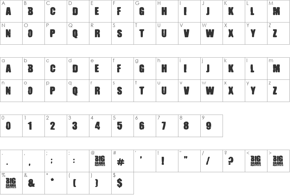 Big Drama font character map preview