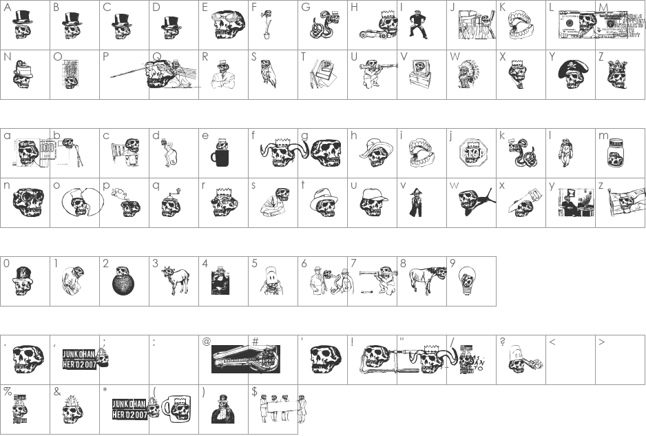 Vieraskirjan Peto font character map preview