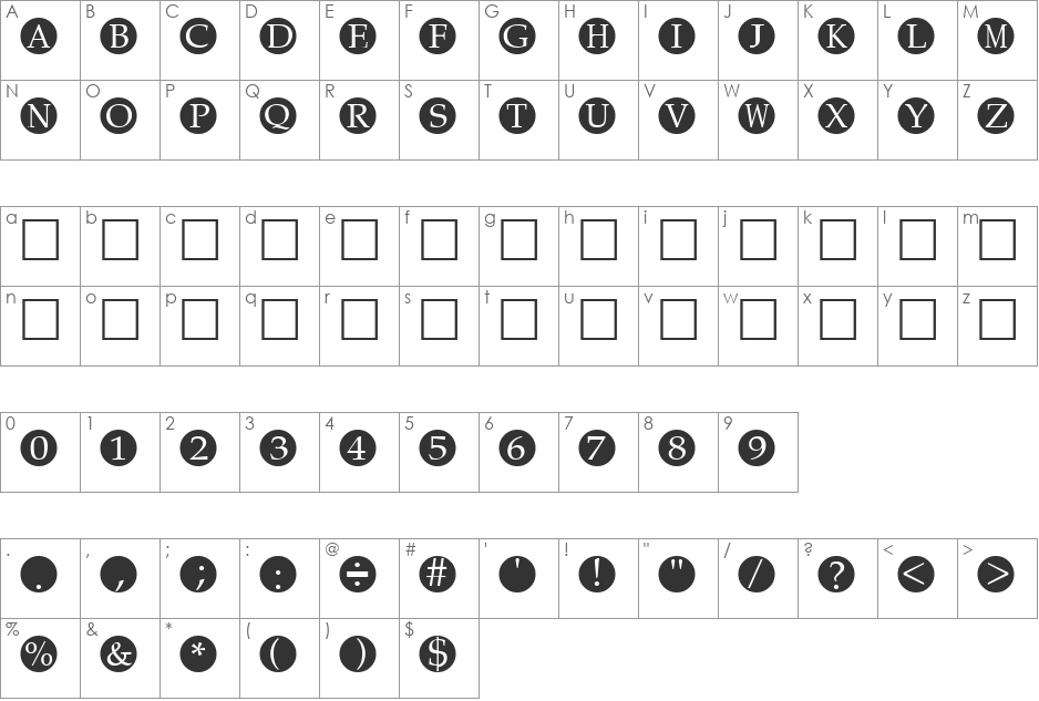 VIGNETTE font character map preview