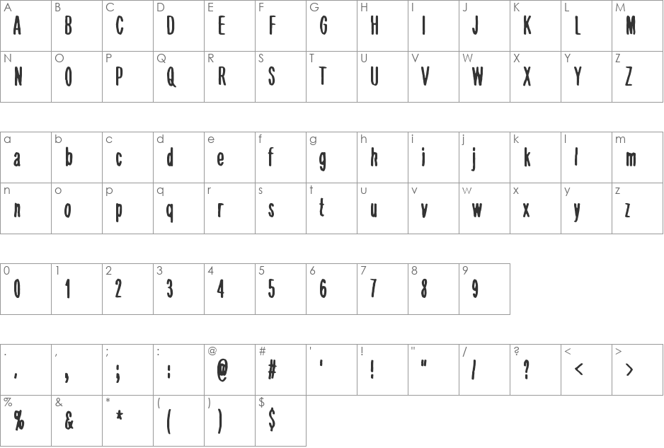 Viimeinen syksy font character map preview
