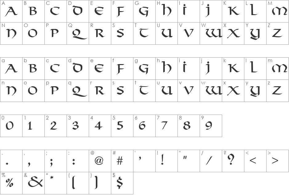 Viking font character map preview