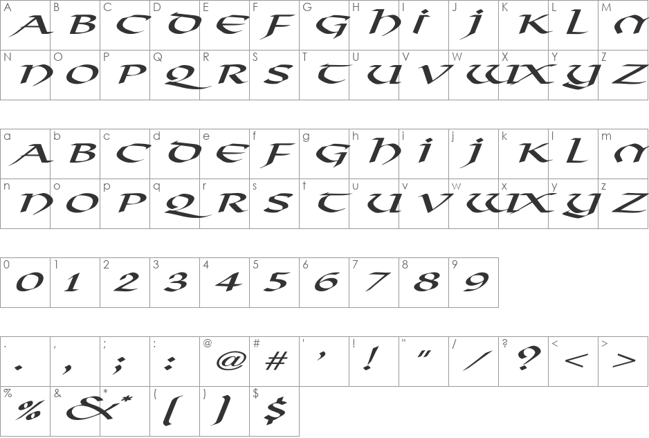 Viking font character map preview