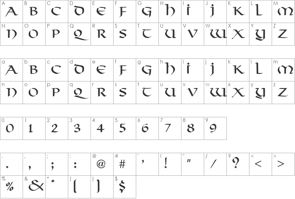 Viking Cyr font character map preview