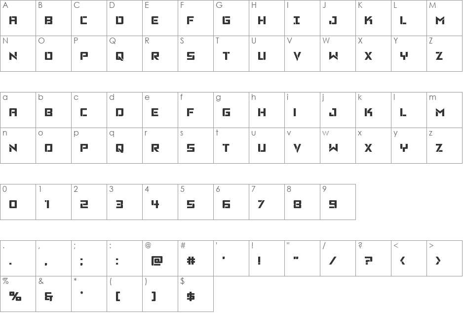 Viking Squad font character map preview