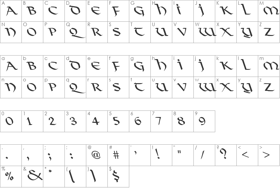 Viking-Normal Lefti font character map preview
