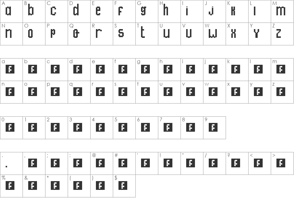 Big Font font character map preview