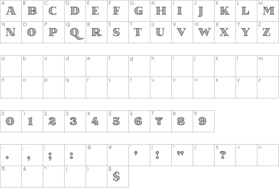 Villa Didot font character map preview