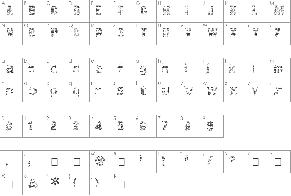 Village font character map preview