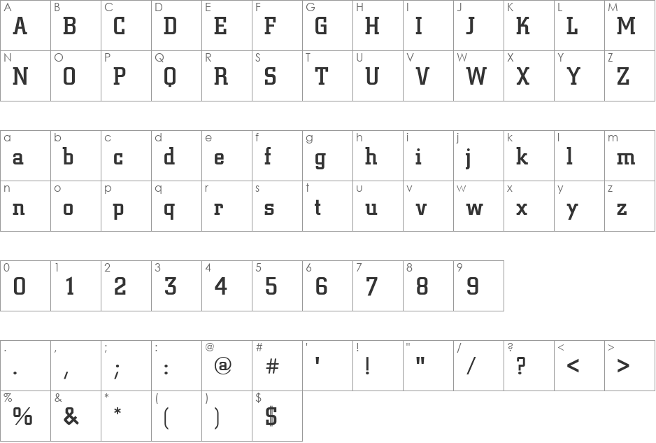 Village Square font character map preview