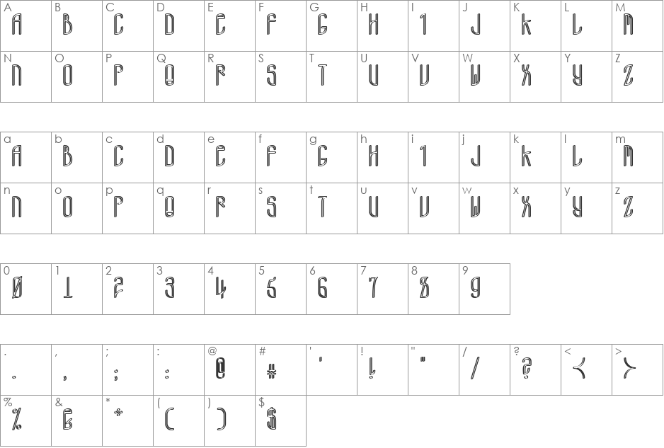 Ville font character map preview