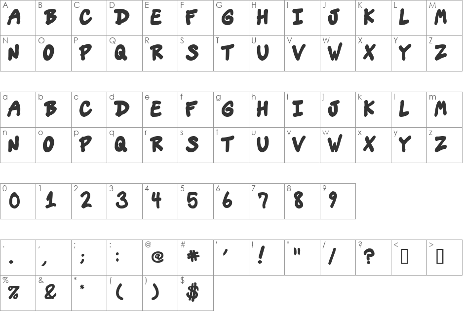 vin's dojo font character map preview