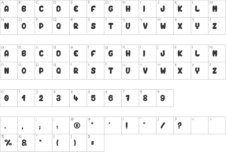 Vinegar Stroke font character map preview