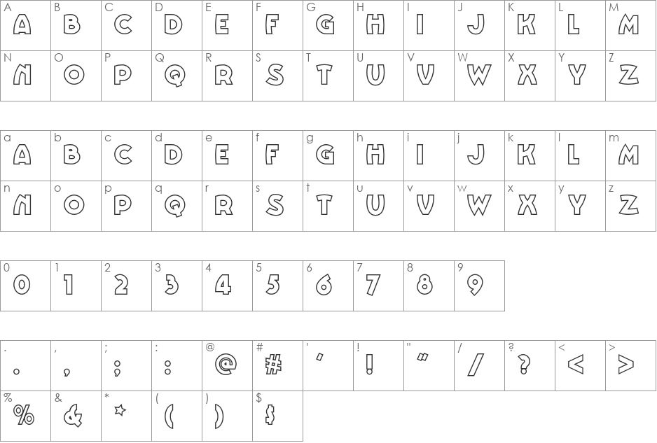 Vinnie BoomBah NF font character map preview