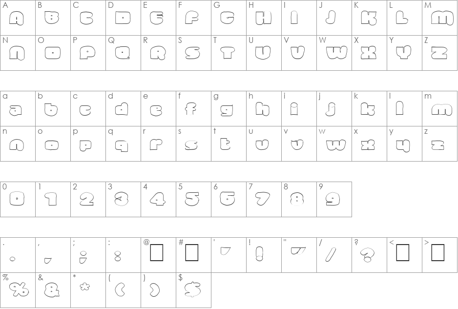Vinsome font character map preview