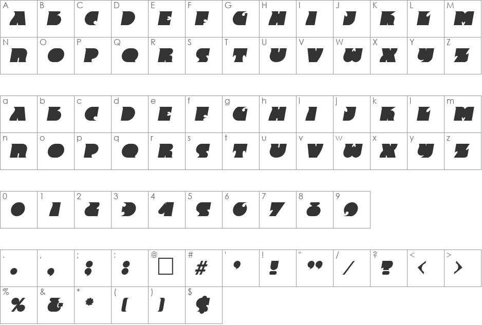 Big Moma SF font character map preview