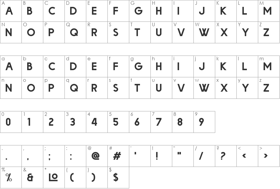 Big Orange font character map preview