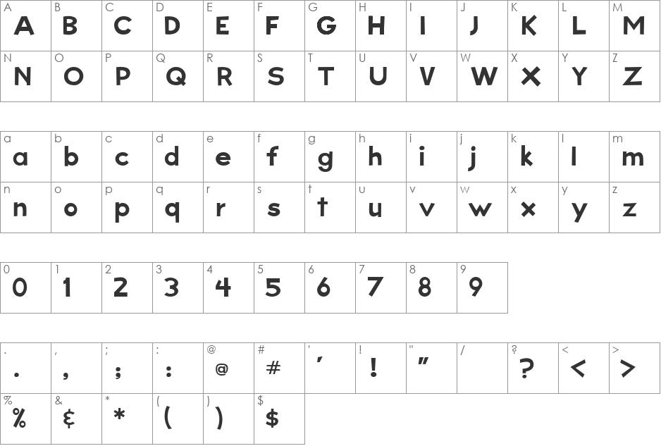 Big Sky font character map preview