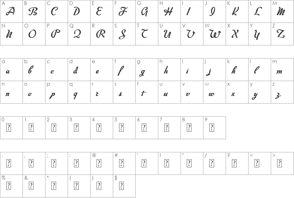 Big Surprise font character map preview