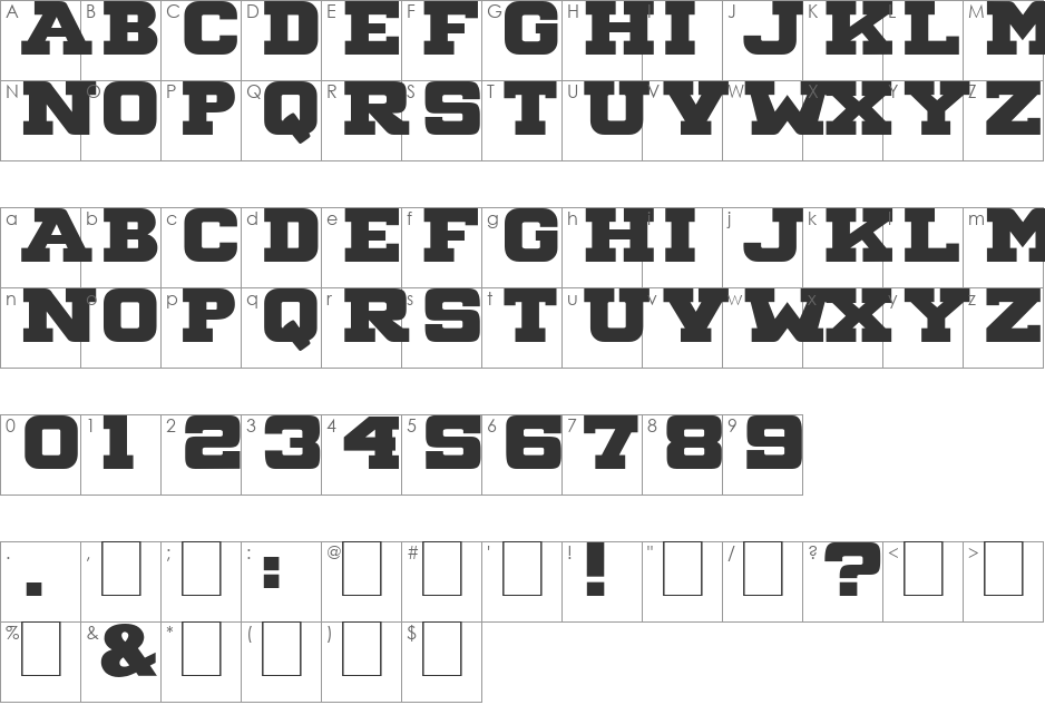 Big Ten Block font character map preview