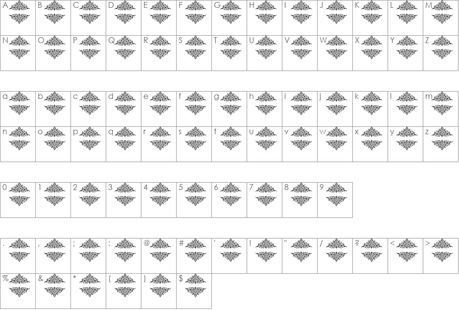 Vintage Elements_07 font character map preview