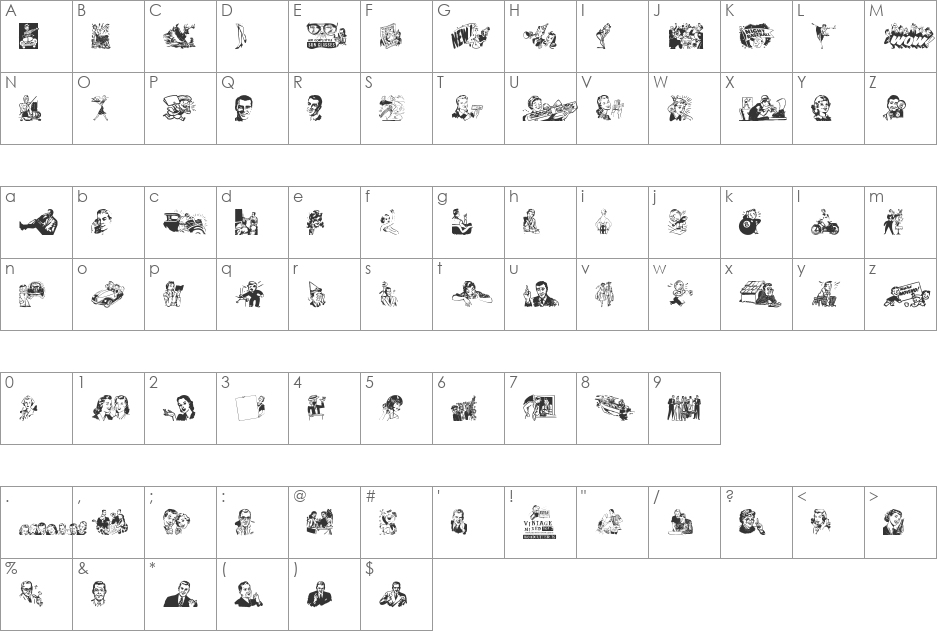 Vintage Mixed vol2 font character map preview