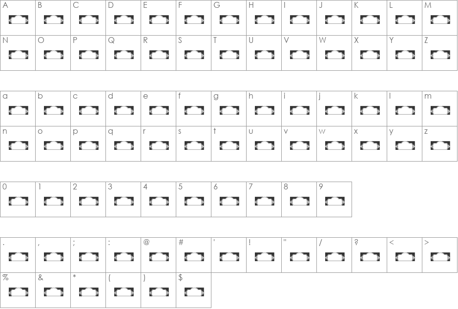 Vintage Panels_04 font character map preview