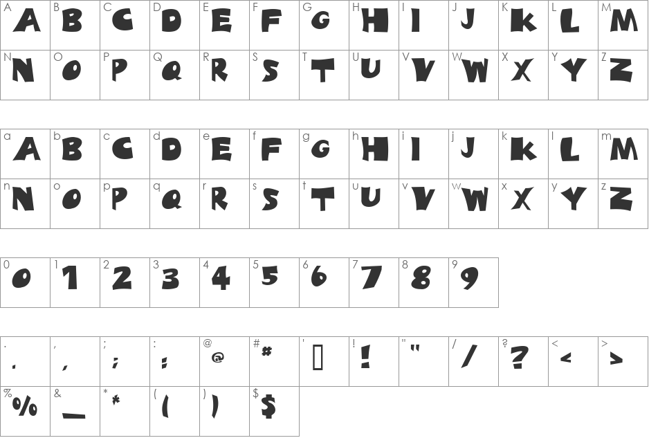 Big Truck font character map preview