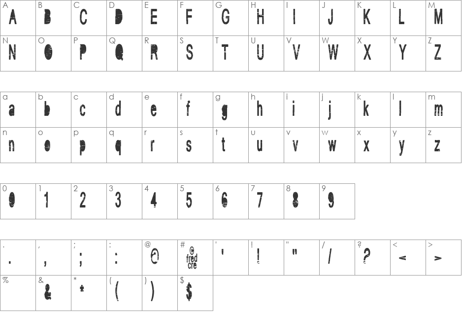 VINTAGE_CRE font character map preview