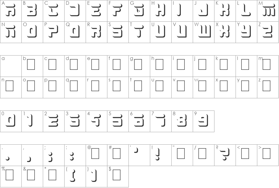 Big White font character map preview