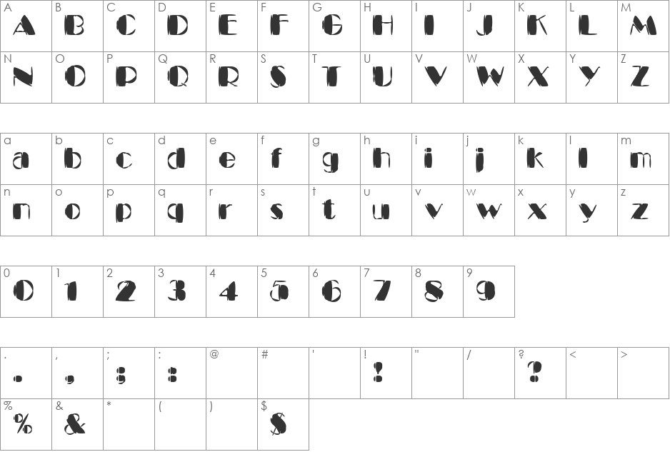Vinyl font character map preview