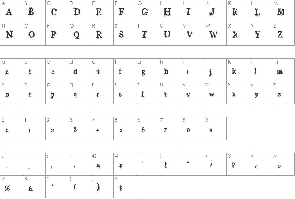 Vinyl George font character map preview