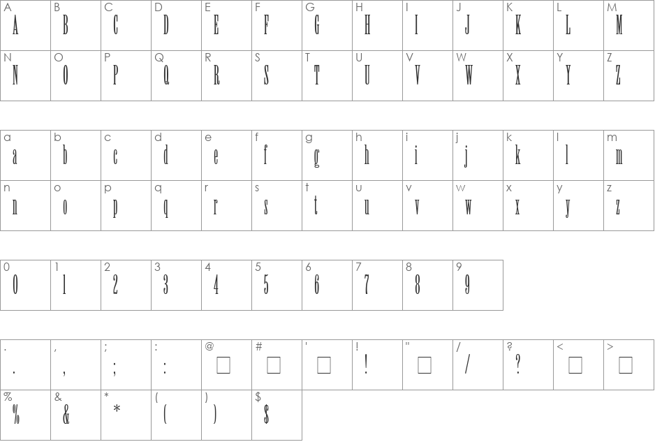 Viola font character map preview