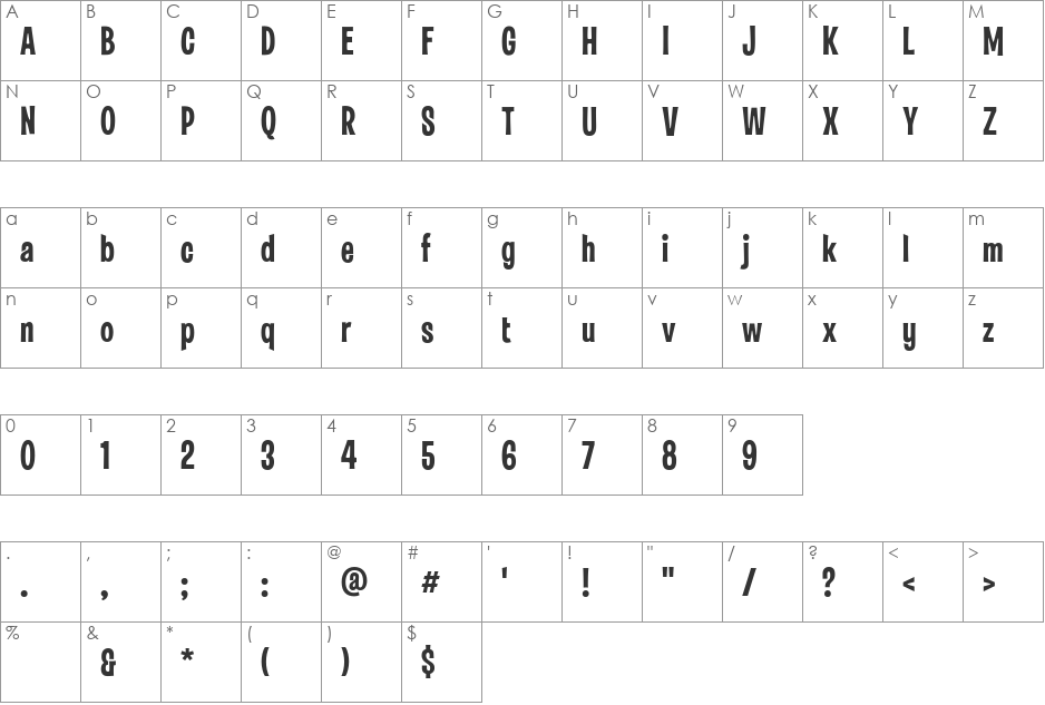 Violet font character map preview